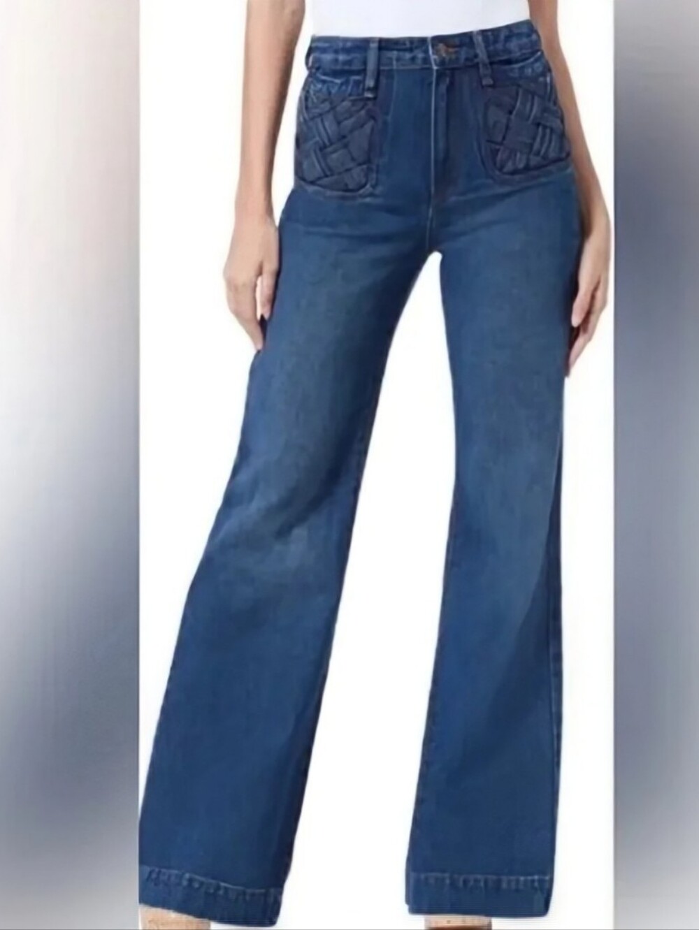 Sam Edelman Basket Weave Pockets Wide-Leg Jeans 27